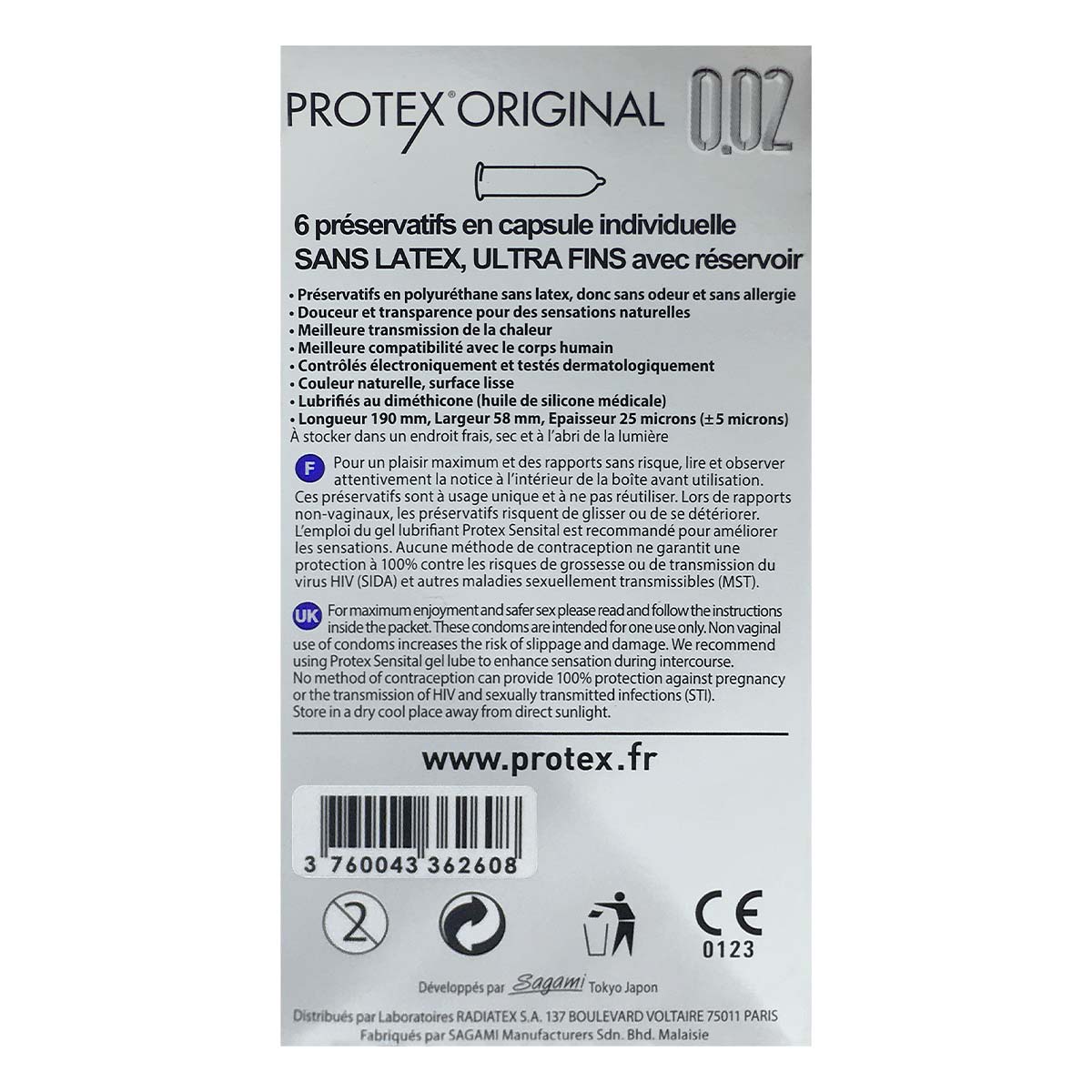 Protex Original 0.02 58mm Ultime Finesse Non-Latex 6's Pack PU Condom-p_3