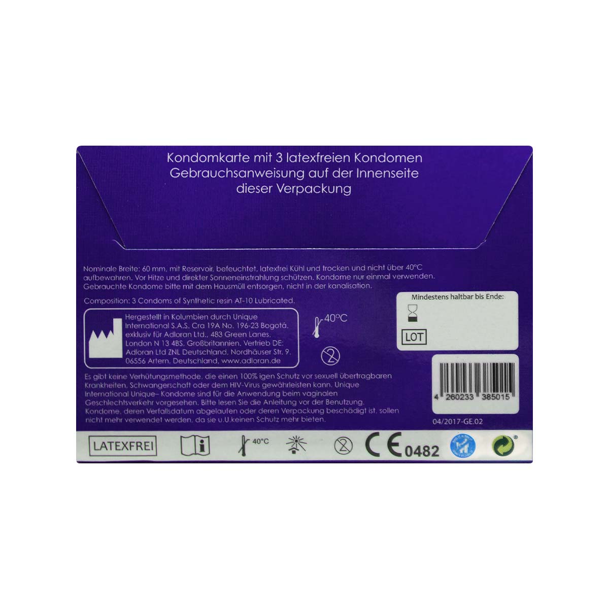 Kamyra ノンラテックス ユーニーク C.2 プル 合成ゴムのポリウレタン製コンドーム 3 個入-p_3