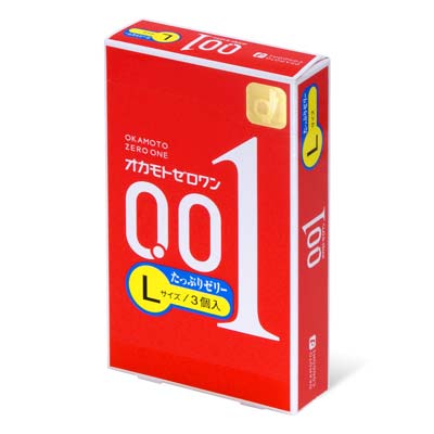 Okamoto 0.01 L-size Plenty of Jelly 3's Pack PU Condom-thumb