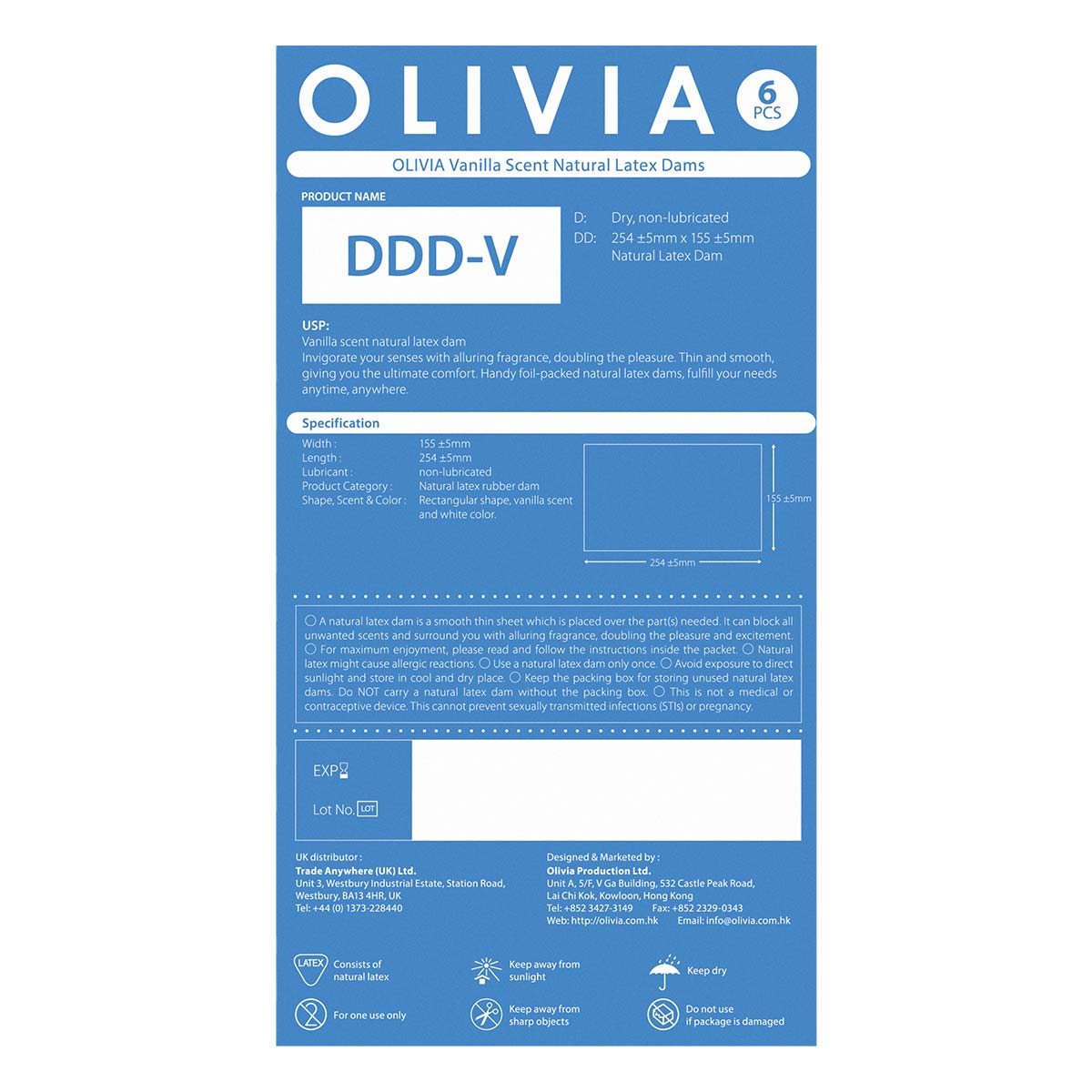Olivia Vanilla Scent 6's Pack Natural Latex Dams-thumb_3
