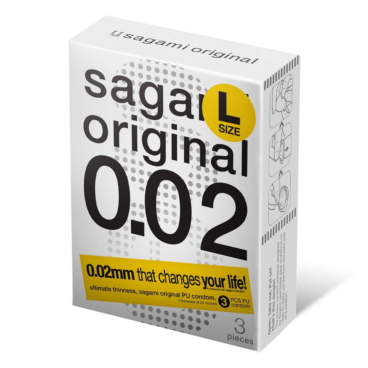Sagami Original 0.02 L-size (2nd generation) 58mm 3's Pack PU Condom-p_1