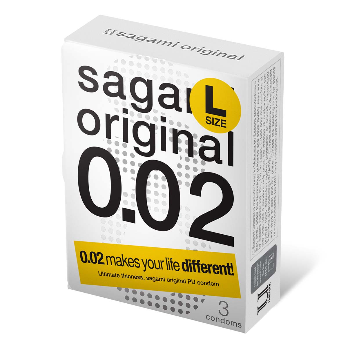 Sagami Original 0.02 L-size (2nd generation) 58mm 3's Pack PU Condom (UK)-thumb