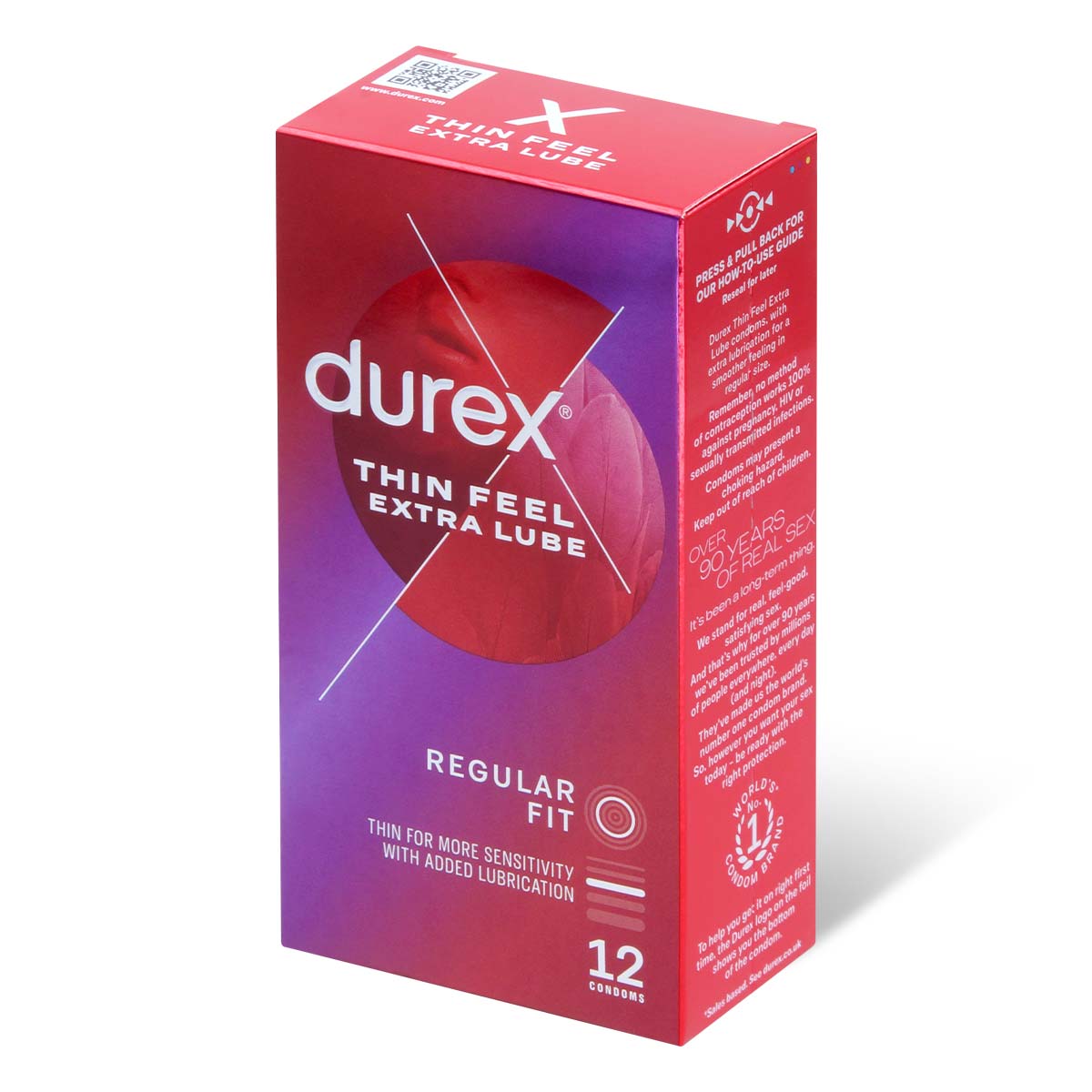 Durex Thin Feel Extra Lube Regular Fit 12's Pack Latex Condom-p_1