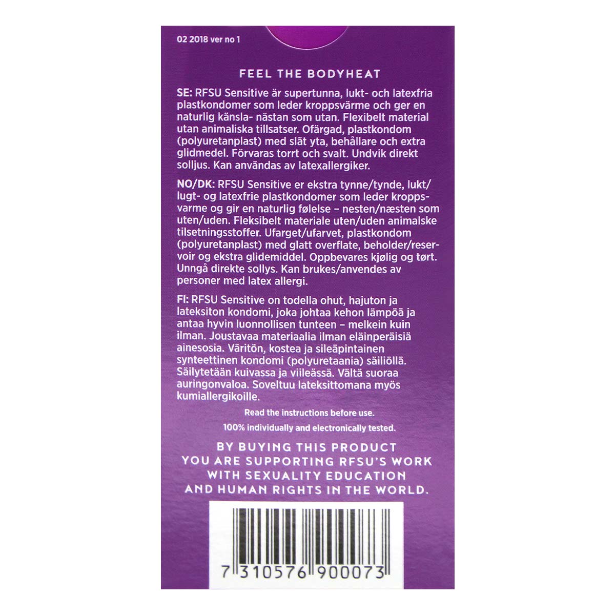 RFSU Sensitive 6's Pack 58mm Non-Latex PU Condom-thumb_3