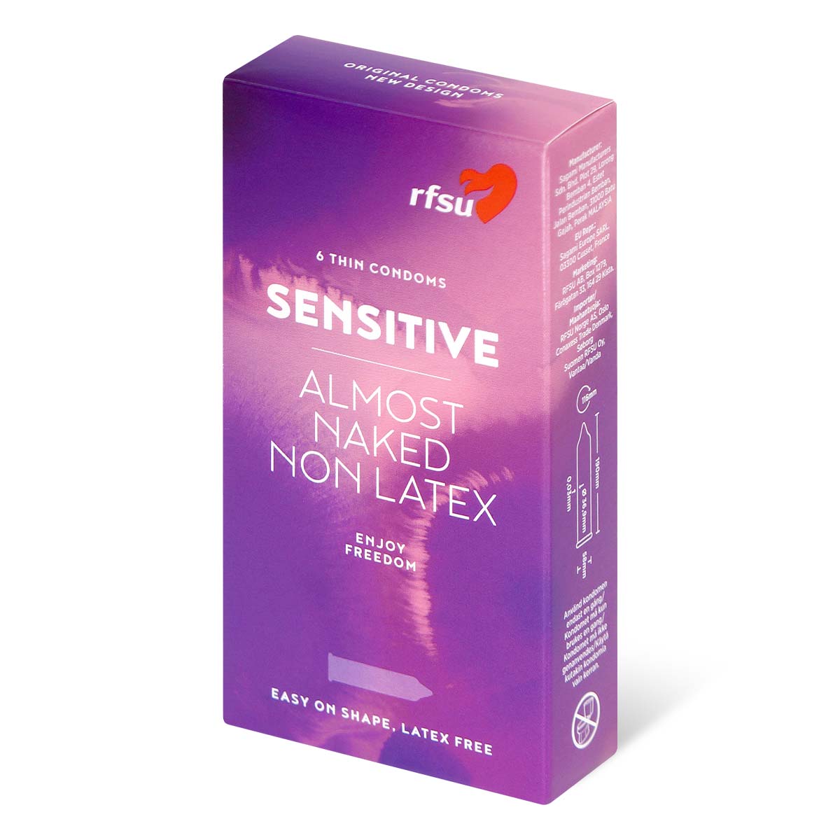 RFSU Sensitive 6's Pack 58mm Non-Latex PU Condom-p_1